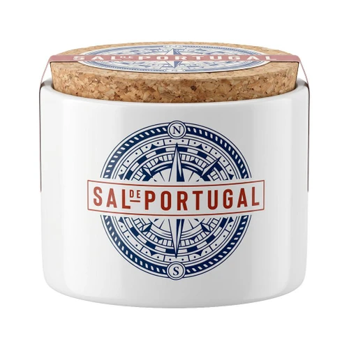 SAL DE PORTUGAL Fleur de Sel Portugal - White Ceramic Jar, 150g 