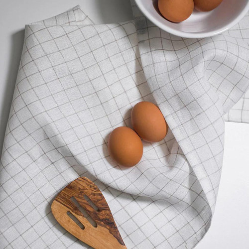 Finestra Tea Towel - Ivory Natural Window-pane Checks, 20 x 28-in - The ...