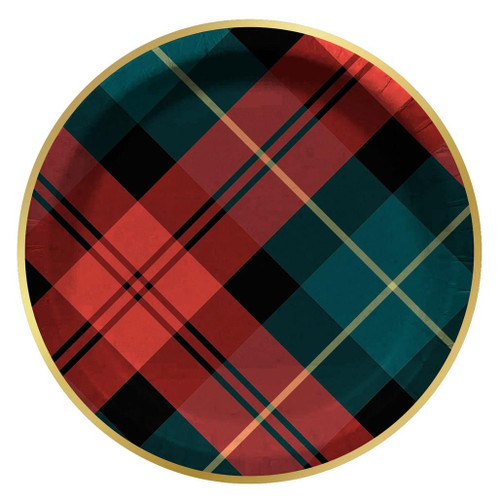 HARMAN Merry Check Paper Plate Dinner - 9-in Round, 8-Pack 