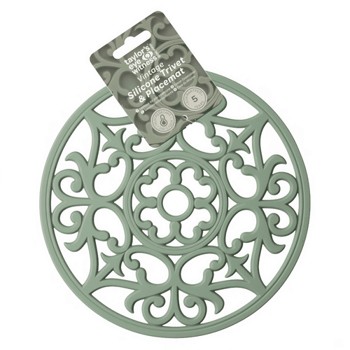 TAYLOR'S EYE WITNESS Vintage Round Silicone Trivet - Sage, 19.5cm 