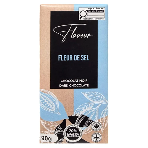 FLAVEUR Dark Chocolate Bar 70% - Fleur de Sel, 90g 