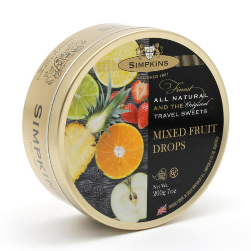 SIMPKINS Mixed Fruit Drops - Travel Tin, 200g 