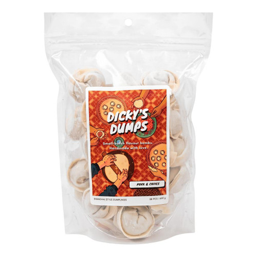 DICKY'S DUMPS Dumplings Pork & Chives, 30-Piece Bag ❆ 