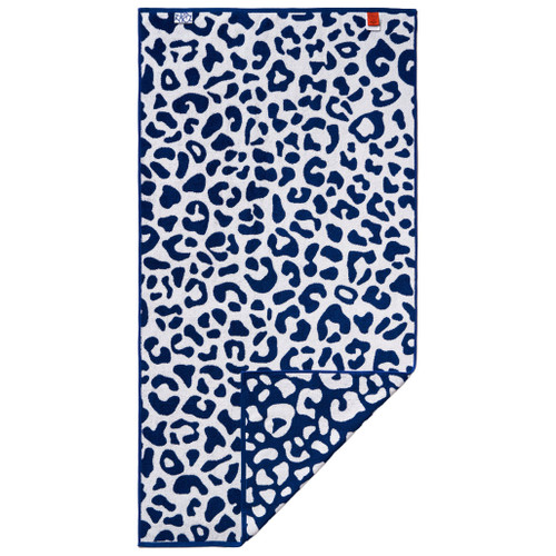 White, Navy - Wild Leopard Bath Towel, 30 x 60-in
