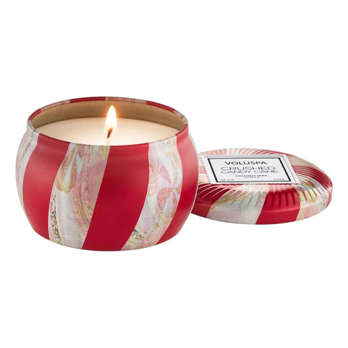 VOLUSPA Crushed Candy Cane - Mini Tin Candle, 4oz 