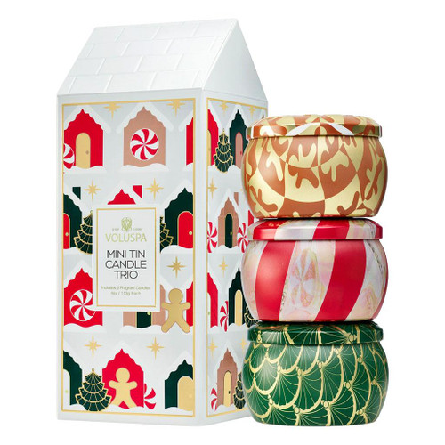 VOLUSPA Holiday Village Mini Tin Trio - Assorted Gift Set 