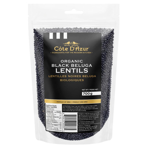 COTE D'AZUR Black Beluga Lentils - Organic, 700g 