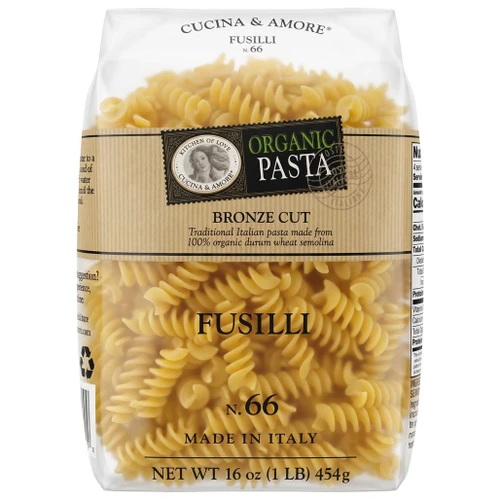 CUCINA & AMORE Fusilli Organic Pasta - Bronze Cut No 66, 454g 