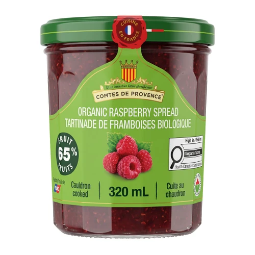 COMTES DE PROVENCE Raspberry Spread Organic Fruit 65% - Cauldron Cooked, 320ml