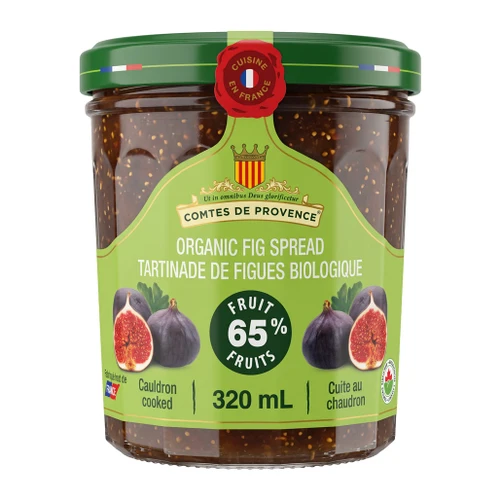 COMTES DE PROVENCE Fig Spread Organic Fruit 65% - Cauldron Cooked, 320ml