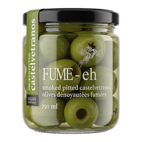 FUME-EH FUME-eh - Smoked Pitted Castelvetrano Olives, 250ml 