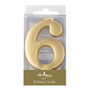 DESIGN DESIGN Birthday Candle - Numeric No 6, Shiny Gold 