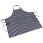 NOW DESIGNS Mighty Apron Blue Butcher Stripe - Cotton, 38 x 38-in 
