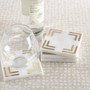 ZODAX Marmo 4-in Square Marble Coasters - Gold Accents, Set of 4 