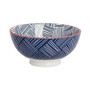 TORRE & TAGUS Kiri Porcelain Large Bowl - Blue Hatch Weave, 8-in 