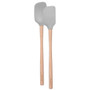 TOVOLO Flex-Core Wood Handled Duo Mini Spatula & Spoonula, Oyster Grey 