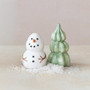 CREATIVE CO-OP Snowman & Tree Salt & Pepper Shakers - Stoneware, Set of 2 