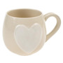 INDABA Big Heart Mug - Cream & White, 5.5 x 4 x 4-in 