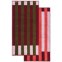 Petal Pink, Burgundy, Moss Green - Offset Stripe Bath Towel, 30 x 60-in