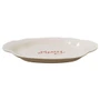 CREATIVE CO-OP Scalloped Stoneware Platter  Embossed Edge - Merry, 10 x 7-in 
