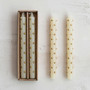 CREATIVE CO-OP Taper Candles 3D Dots - Gold Dots, Box of 2 