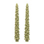 CREATIVE CO-OP Tree Shaped Taper 10-in Candles Cedar Green Colour - Unscented, Box of 2 