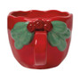 NOW DESIGNS Christmas Sculpted Mug Mistletoe - Red Stoneware, 13oz 