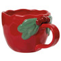 NOW DESIGNS Christmas Sculpted Mug Mistletoe - Red Stoneware, 13oz 