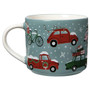 NOW DESIGNS Holiday Traffic Christmas Mug with Lid - Bone China, 14oz 