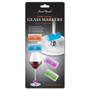 FINAL TOUCH Glass Markers Cork Shaped - Assorted Colours, Set of 4