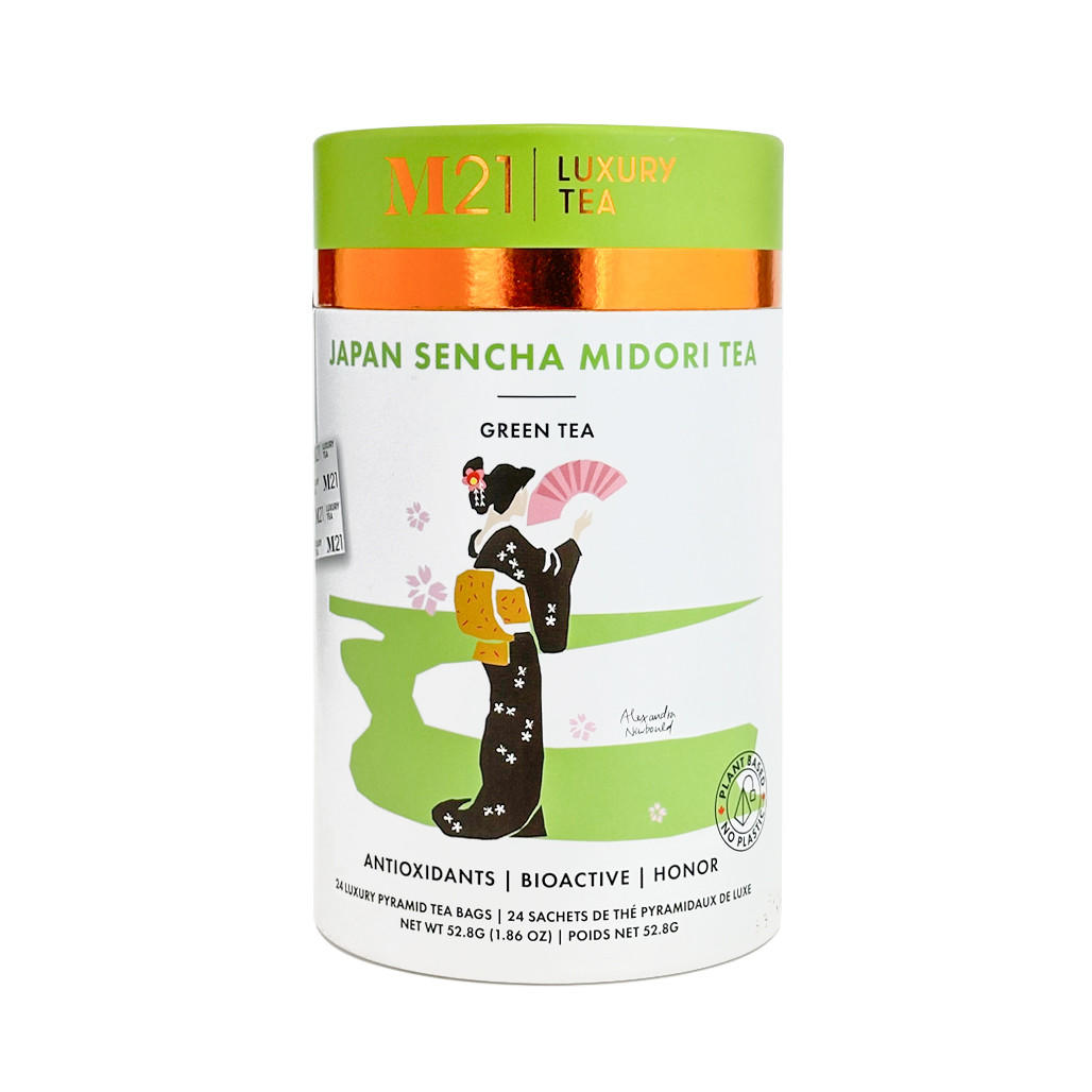 M21 - Japan Sencha Midori Tea - Green Tea, 24 Pyramid Tea Bags