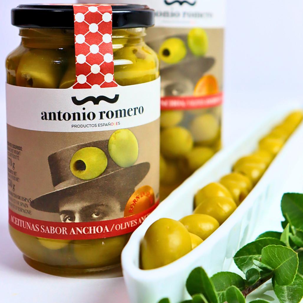 Manzanilla Olives Anchovy Flavour, 170g - The Gourmet Warehouse