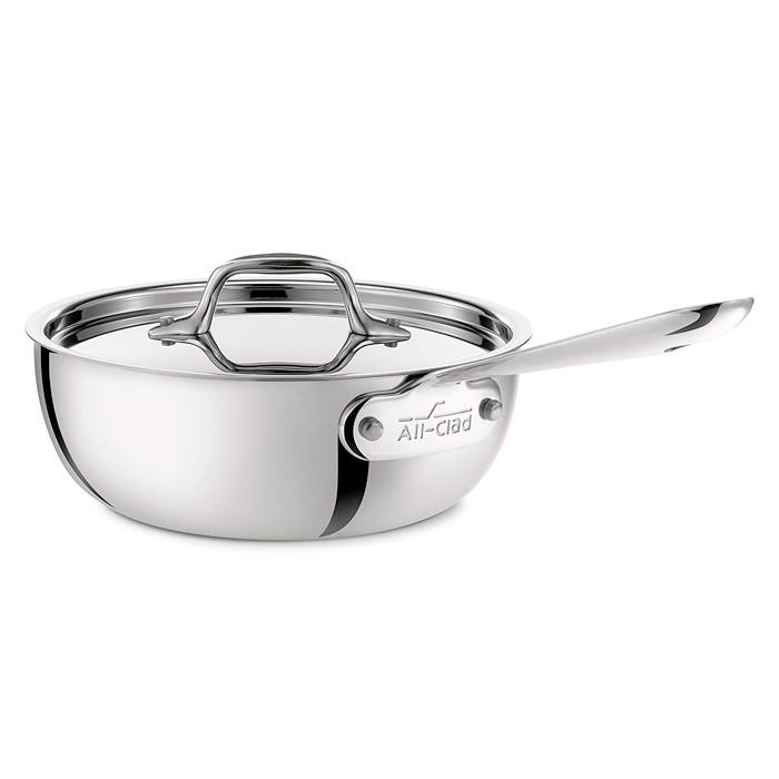 Saucier Pan - Tri-Ply Stainless Steel, 2Qt - The Gourmet Warehouse