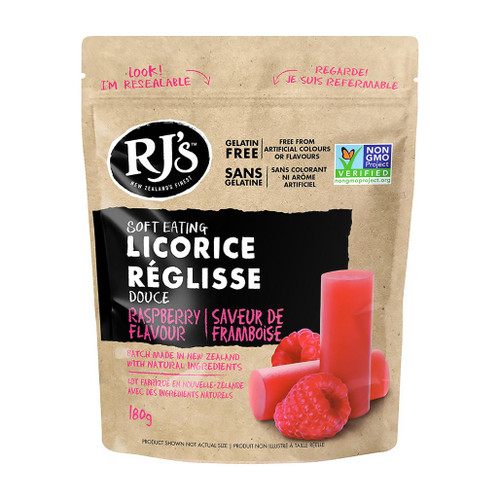 Licorice Bag Raspberry Flavour, 180g The Gourmet Warehouse