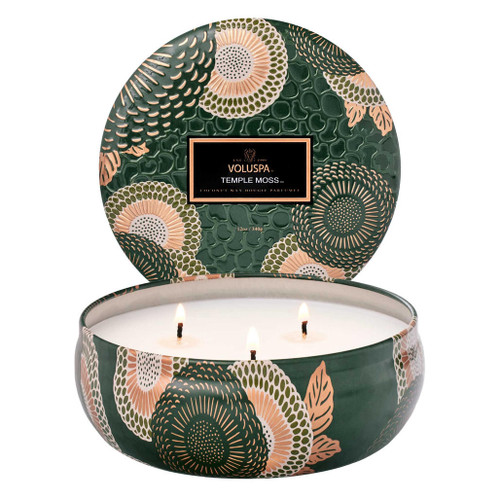 Japonica 3 Wick Tin Candle - Temple Moss, 12oz - The Gourmet Warehouse