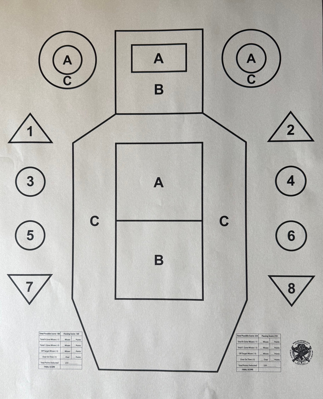 ipsc-seb-tactical-training-target-uspsa-a/c-zone-scoring-22.5x38-swat-red-dot-made-in-usa-alco-target