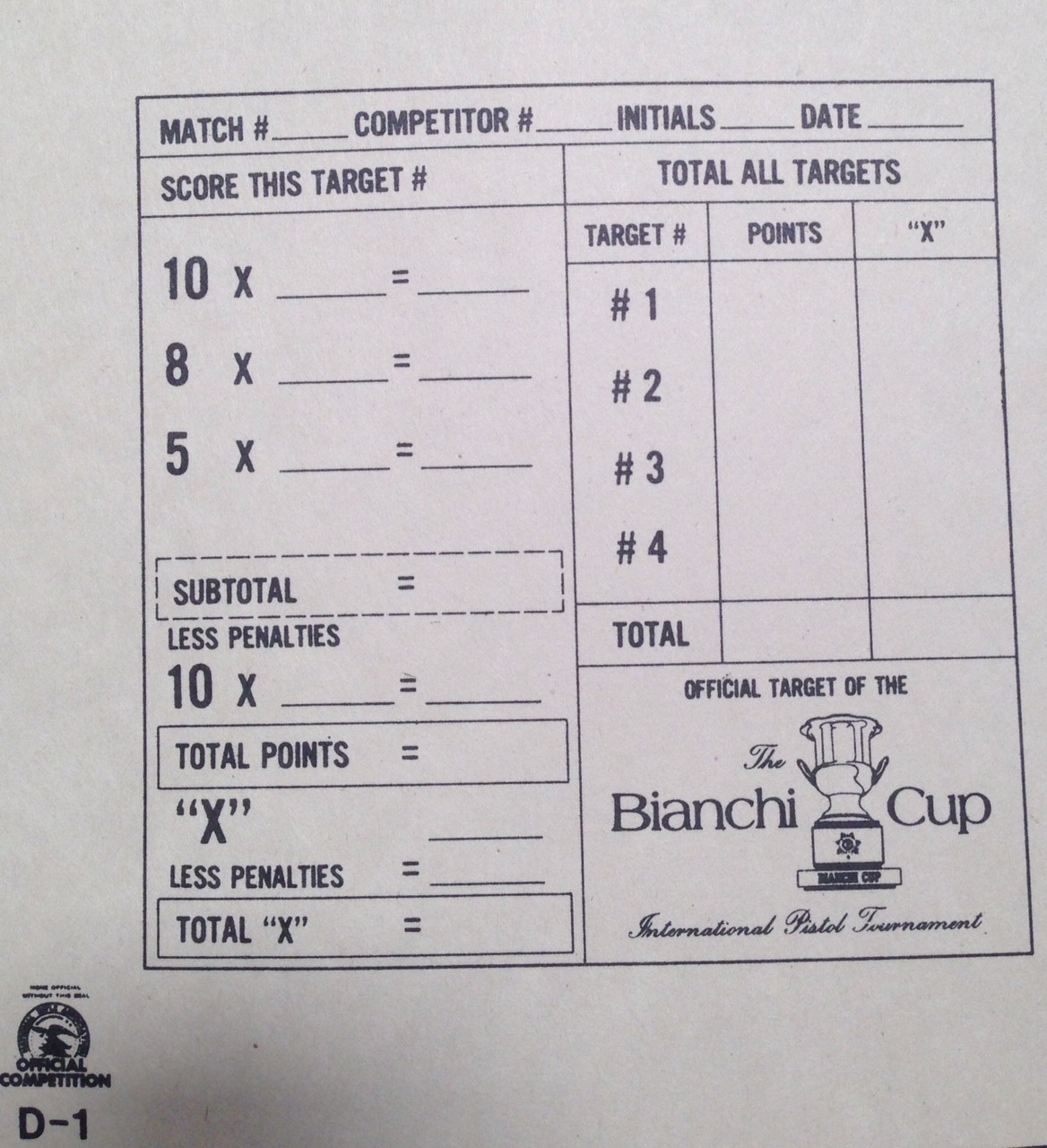 D-1P-Bianchi-Cup-Paper-Shooting-Target-100-Pack-NRA-GSSF-Glock-Pistol-Target-Made-in-USA-Alco-Target