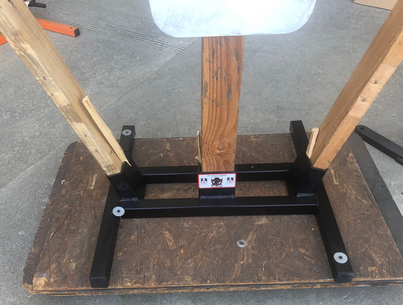 alco-target-three-finger-shooting-target-stand-base-two 2x4-one-4x4-hand-built-usa-24x24-inch