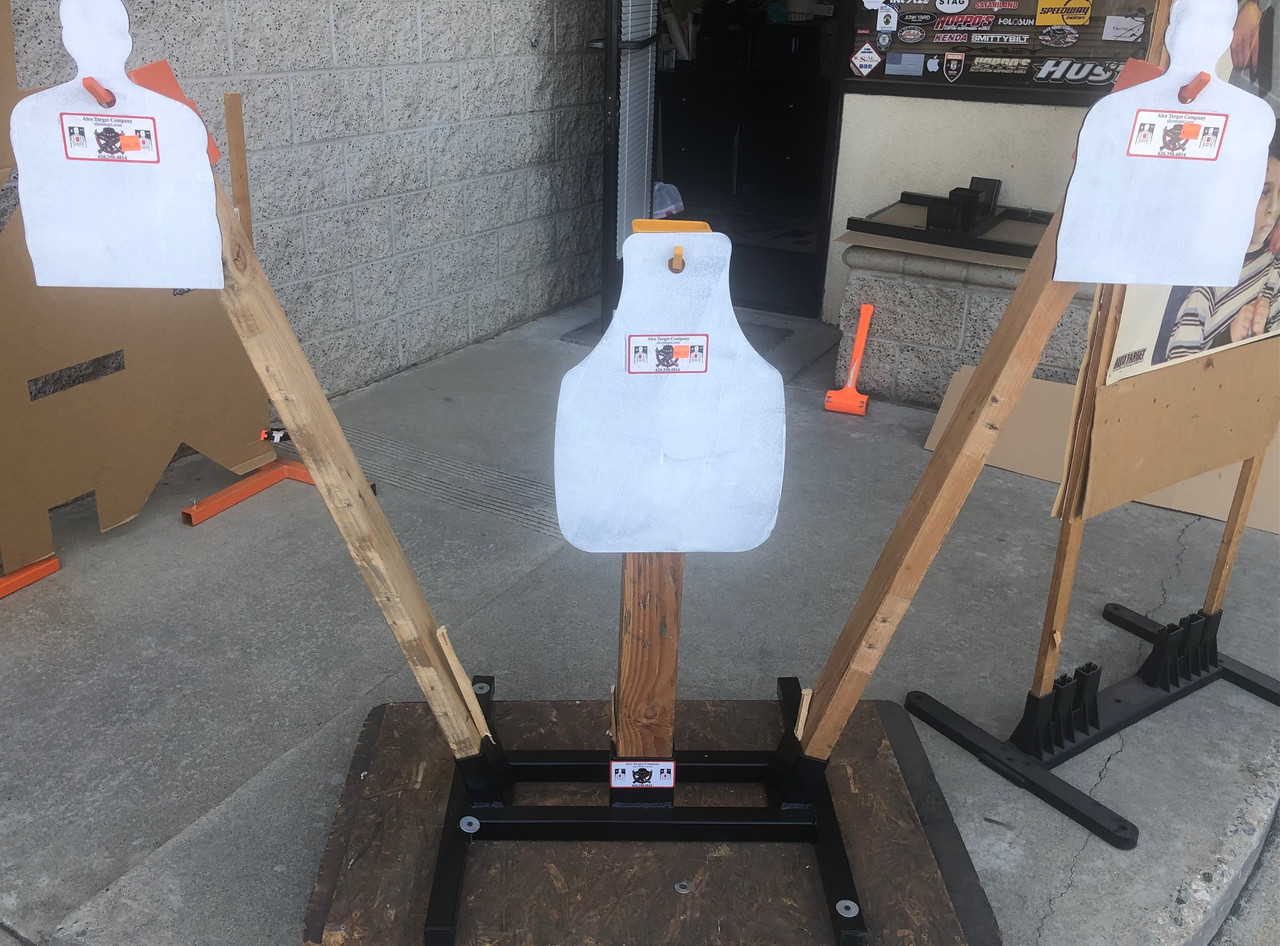 alco-target-three-finger-shooting-target-stand-base-two 2x4-one-4x4-hand-built-usa-24x24-inch
