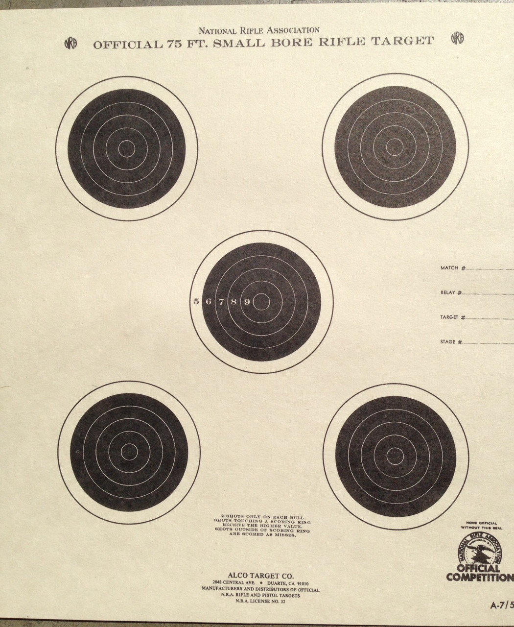 a-7/5-75-foot-smallbore-rifle-5-bull-target-10.5x12-made-in-usa-alco-target