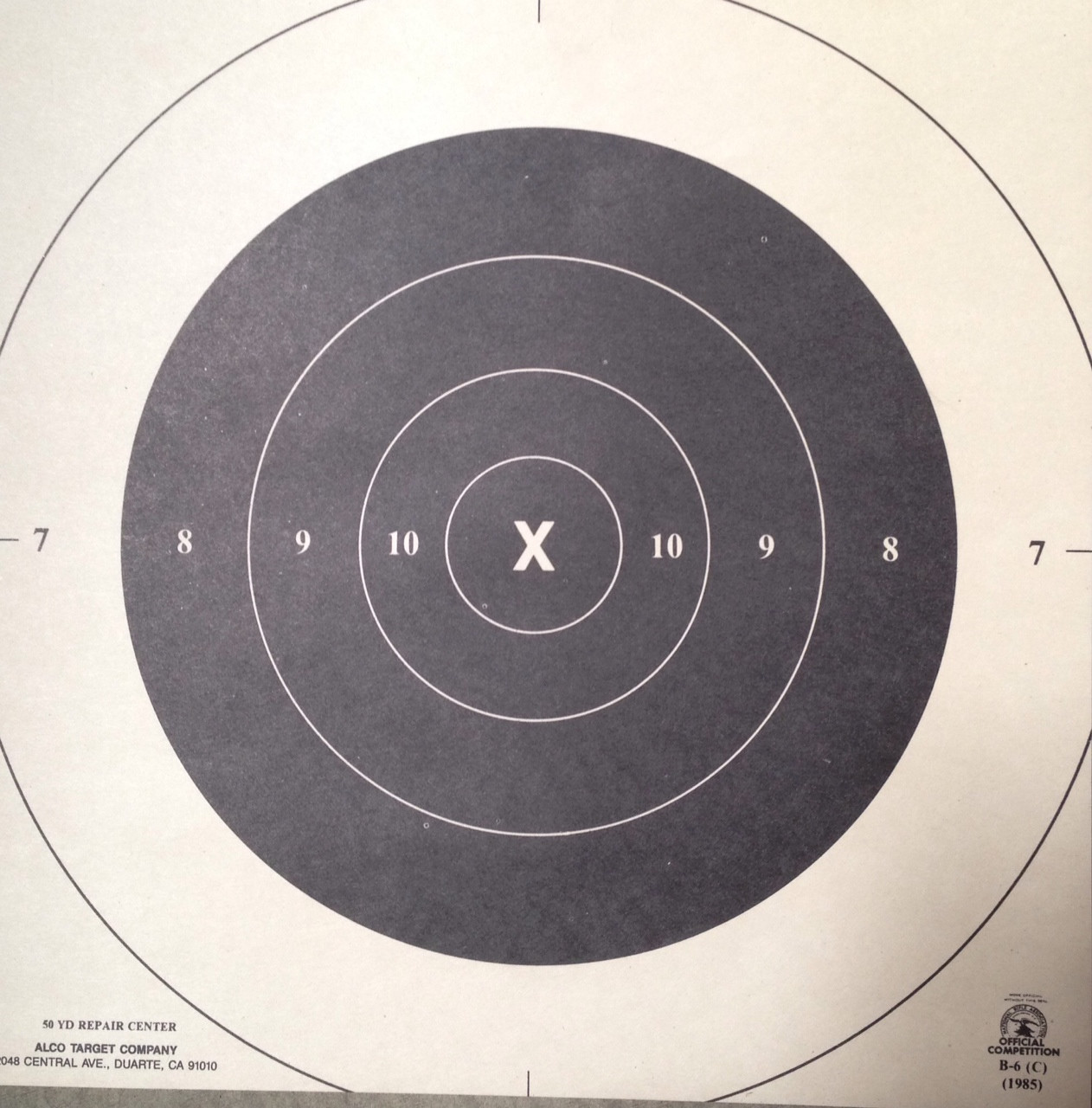 b-6-cp-repair-center-25-yard-timed-rapid-fire-nra-target-black-center-10.5x10.5-made-in-usa-alco-target