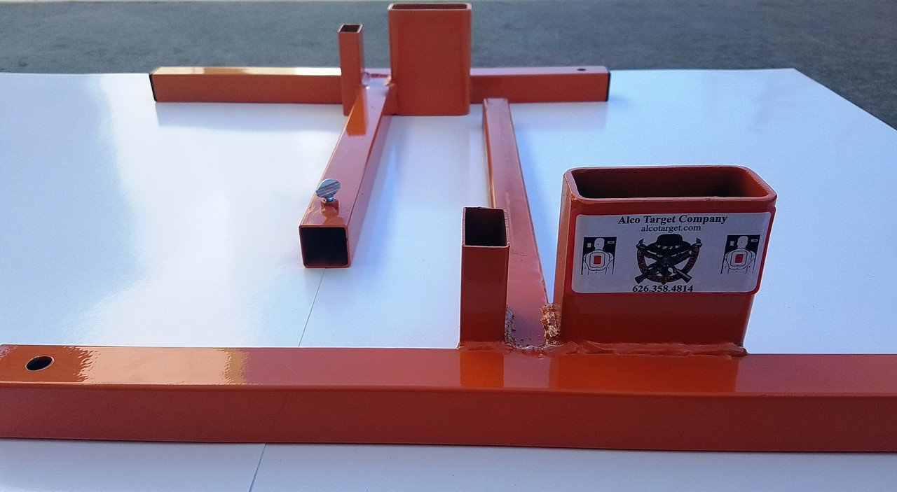 alco-target-2 in 1-adjustable-metal-shooting-target-stand-base-two-2x4-two-1x2-slots-adjustable-35-inch-usa