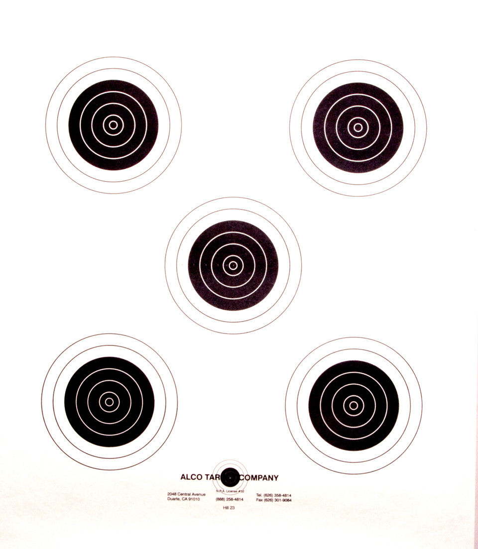 hill-23t-five-bull-shooting-target-tag-paper-black-bulls-21x24-made-in-usa-alco-target