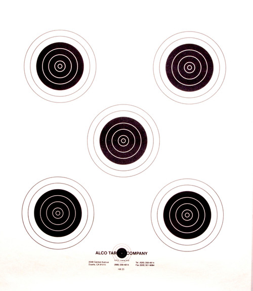 hill-23-P-five-bull-black-standard-paper-shooting-target-21x24-made-in-usa-alco-target