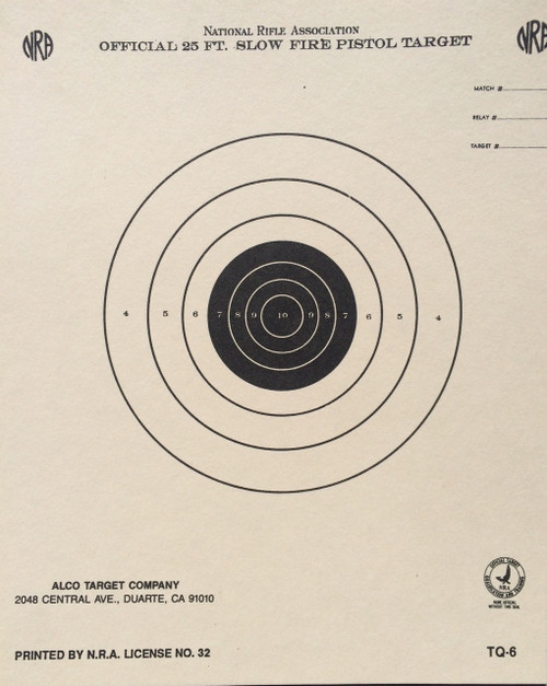 tq-6 nra-25-foot-slow-fire-pistol-bull-target-made-in-usa-alco-target