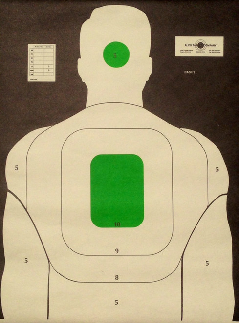 bt-5r-2 hs-FG-head-shot-fluorescent-green-reverse-police-target-made-in-usa-alco-target