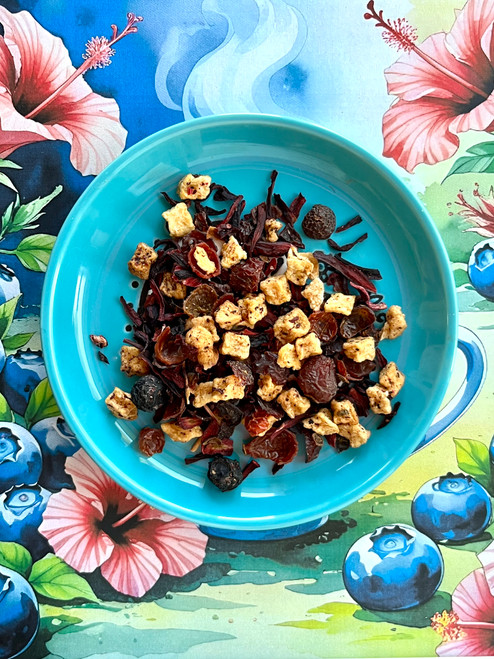 A vibrant, ruby-red infusion bursting with tart hibiscus and sweet, juicy blueberries. This caffeine-free blend is both refreshing and soothing, with a naturally fruity finish and a hint of apple. Delicious hot or iced, it’s a perfect pick-me-up any time of day.

Why loose leaf tea?
Loose leaf tea holds more of what nature intended: fuller flavor, richer aroma, and the space to unfurl and release its true character in every cup. We honor that process and bring you tea that’s always extraordinary.

Our Commitment
At White Cloud Tea Company, we are devoted to offering only the freshest, most flavorful loose leaf teas. We believe that tea should be a sensory experience—vibrant, aromatic, and full of life. That’s why we source with care and blend with intention, using whole leaves, real botanicals, and no shortcuts.


Steeping Instructions:
1 tsp per 8 oz | 212°F | Steep 5-8 min

Ingredients: hibiscus, apple pieces, rose hips, natural blueberry flavor & blueberries
Caffeine level- none

