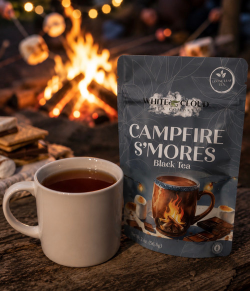 Cozy and nostalgic, Campfire S’mores is a rich black tea blend that captures the magic of a fireside treat. With toasted marshmallow, cocoa nibs, dark chocolate chips, and a hint of smoky Lapsang Souchong, this indulgent cup delivers layers of chocolatey sweetness and campfire warmth. Finished with safflower and smooth vanilla crème flavor, it’s s’mores in a mug—no flames required.

Why loose leaf tea?

Loose leaf tea holds more of what nature intended: fuller flavor, richer aroma, and the space to unfurl and release its true character in every cup. We honor that process and bring you tea that’s always extraordinary.

Our Commitment

At White Cloud Tea Company, we are devoted to offering only the freshest, most flavorful loose leaf teas. We believe that tea should be a sensory experience—vibrant, aromatic, and full of life. That’s why we source with care and blend with intention, using whole leaves, real botanicals, and no shortcuts.

Steeping Instructions:

1 tsp per 8 oz | 212°F | Steep 3-5 min

Ingredients: black tea, marshmallow, cocoa nibs, dark chocolate chips (cane sugar, cocoa mass, cocoa butter), natural chocolate flavor, lapsang souchong tea, safflower & vanilla creme flavor

Caffeine level- high