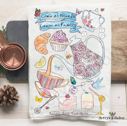 These home decor kitchen tea towels are heavy-weight, highly absorbent, durable, made to be used and machine washable!

The towels are printed via Direct to Garment (DTG) technology, as a result, there is no rough ink or vinyl texture.

Make the perfect gifts and souvenirs for all occasions.

These decorative, whimsical, handmade/painted artisan designs are sure to brighten every living space!

* Size: 27"x27" * 100% Cotton, globally sourced * Color: White * Hemmed on all four sides * Lint free

* Printed in USA by ADDLE iNK They arrive folded and tagged ready for display on a counter, ladder, or in a cubby!

They are eco-friendly & stores have found customers love the touch & feel the quality of the towels. I promise you won’t be disappointed!