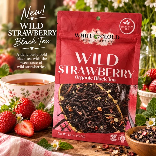 A delightfully fruity blend of robust black tea, sweet strawberry pieces, tropical papaya, and delicate blackberry leaves. Bursting with the flavor of freshly picked berries, this smooth and refreshing tea offers the perfect balance of bright strawberry sweetness and rich, full-bodied black tea. Enjoy it hot for a comforting treat or iced for a crisp taste of summer.

Why loose leaf tea?
Loose leaf tea holds more of what nature intended: fuller flavor, richer aroma, and the space to unfurl and release its true character in every cup. We honor that process and bring you tea that’s always extraordinary.

Our Commitment
At White Cloud Tea Company, we are devoted to offering only the freshest, most flavorful loose leaf teas. We believe that tea should be a sensory experience—vibrant, aromatic, and full of life. That’s why we source with care and blend with intention, using whole leaves, real botanicals, and no shortcuts.

Steeping Instructions:
1 tsp per 8 oz | 212°F | Steep 3-5 min

Ingredients: black tea, papaya  pieces, strawberry pieces, blackberry leaves, natural strawberry flavor

Caffeine level- high
